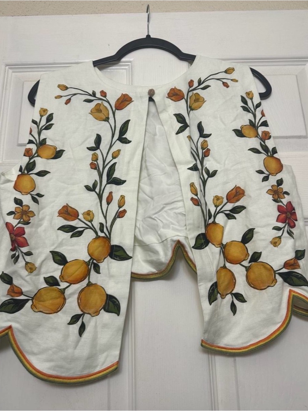 FARM Rio White Cotton Crop Top with Yellow & Orange Embroidery - Picture 6 of 8